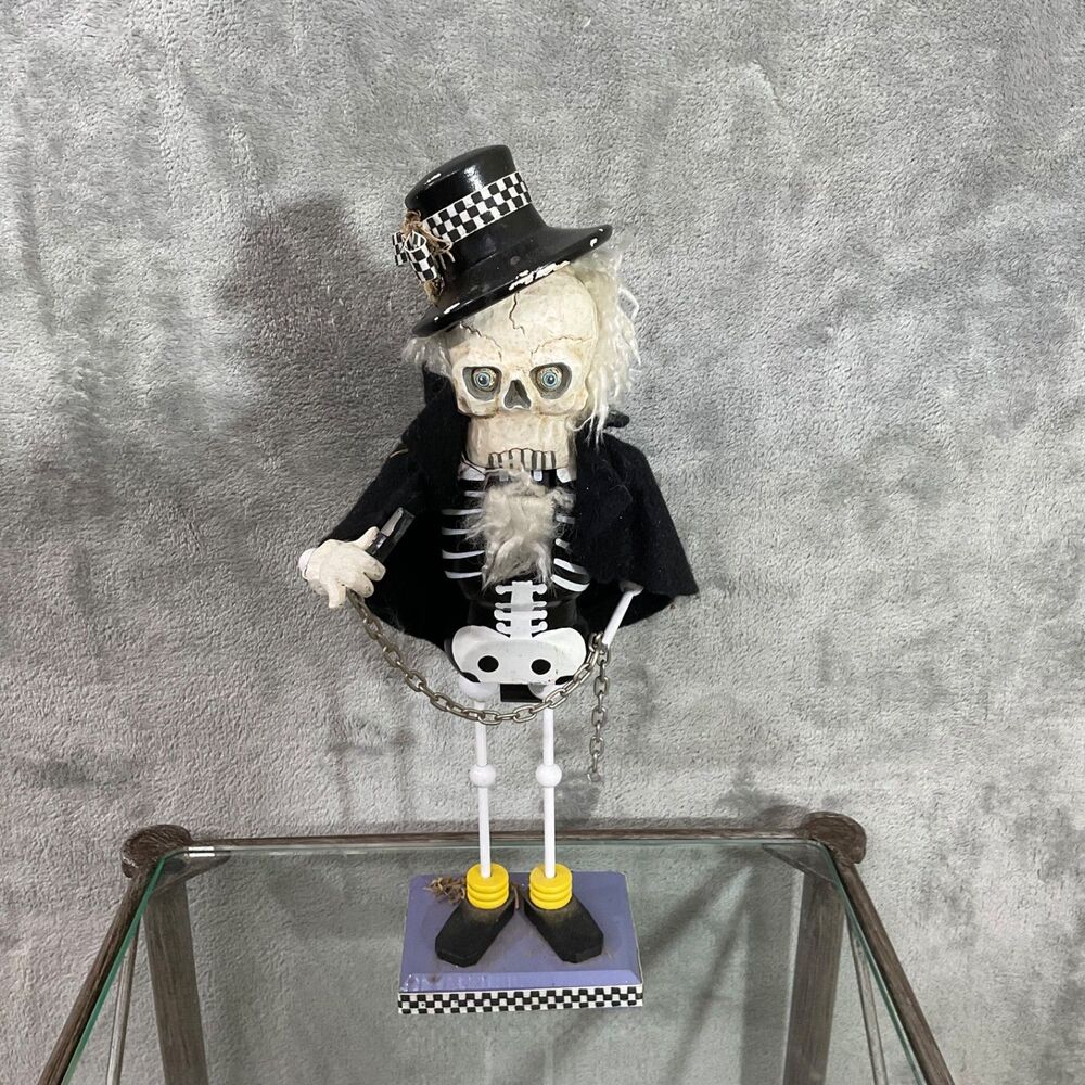 Skeleton Nutcracker Halloween Decor Unique Gravestone Dem Bones 12.5" * flaws